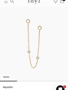 Idyl Apollo Gold Chain Connector Earrings with Clear Stones
